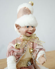 LUXURY CHRISTMAS ELF PINK GOLD 51CM
