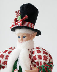 LUXURY CHRISTMAS CAROLLER ELF GREEN/RED 65CM