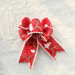 Christmas-Themed Decorative Wired Ribbon Burlap‰ÛÒ Reindeer and Tree Print Rolled Fabric Set ,Diameter 6.8 cm, length 2 cm (two set, 6 pieces in total)