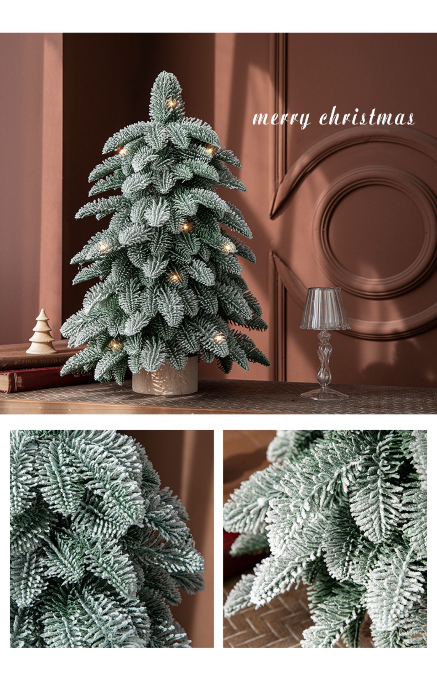 55cm Frosted Mini Christmas Tree ‰ÛÒ Snow-Covered Indoor Holiday Decoration