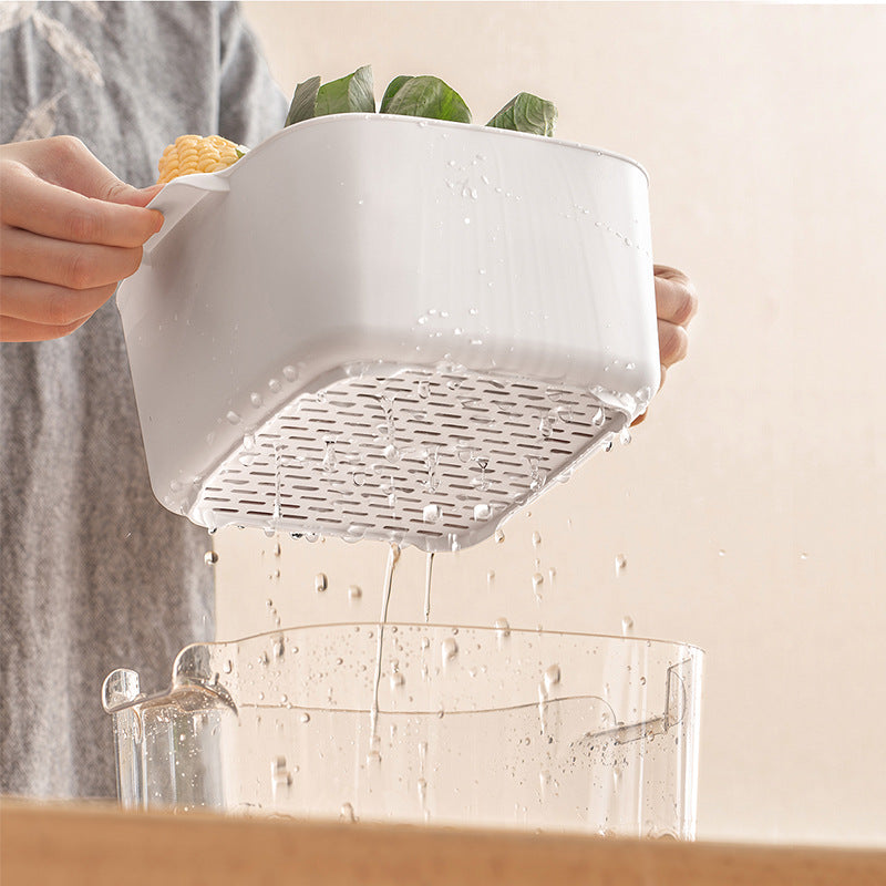 Two-Layer Drain Basket Colander - Small Size (Ivory, 2 set)