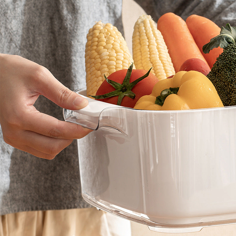 Two-Layer Drain Basket Colander - Medium Size (White, 2 set)