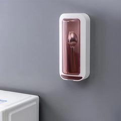 Wall-Mounted Utensil Holder with Dustproof and Insect-Resistant Cover 15cm(L)*6.5cm(D)*32cm(H)(Pink)