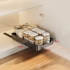 Black Pull-Out Kitchen Drawer Organizer ‰ÛÒ Soft-Close, 53x25x7cm Compact Storage Solution