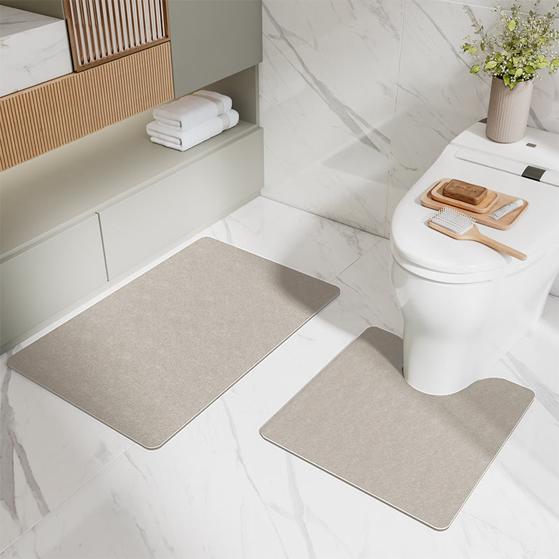 Coffee Bathroom Floor Mat Set - U-Shaped Toilet Mat 50*50cm & Rectangular 40x60cm Mat for Bathroom