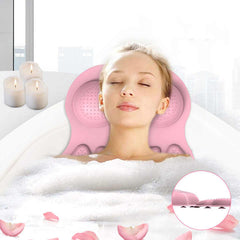 Grey Silicone Bath Pillow - Ergonomic Design with Suction Cups for Comfortable Bathtub Support