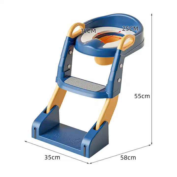 Grey Children's Toilet Trainer Seat ‰ÛÒ Foldable Potty Ladder with Color Box, Easy-to-Use Toilet Seat for Kids