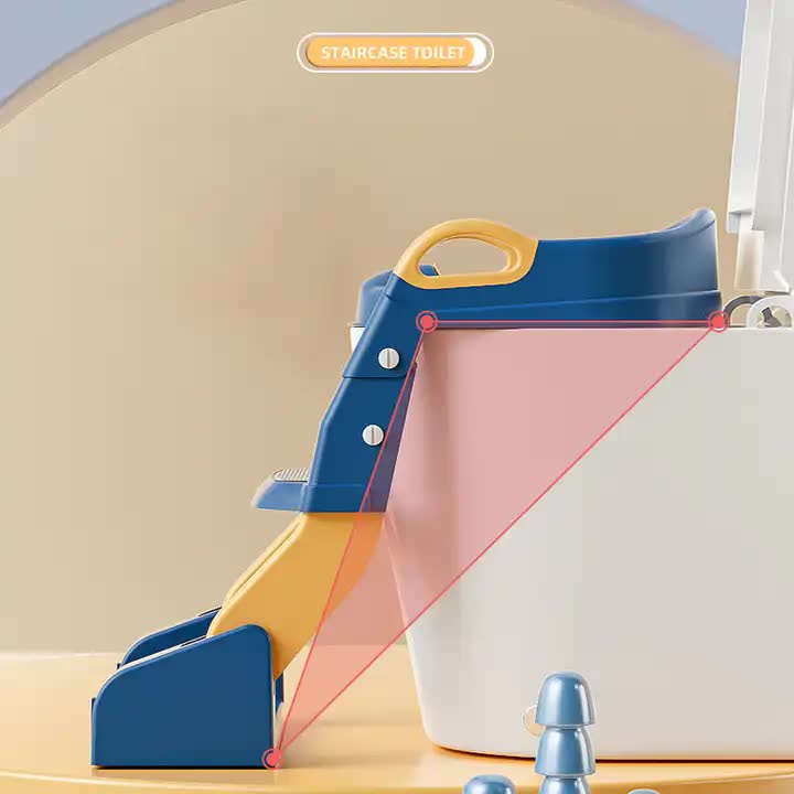 Grey Children's Toilet Trainer Seat ‰ÛÒ Foldable Potty Ladder with Color Box, Easy-to-Use Toilet Seat for Kids