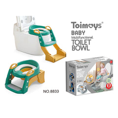 Green Children's Toilet Trainer Seat - Foldable Potty Ladder with Color Box, Easy-to-Use Toilet Seat for Kids