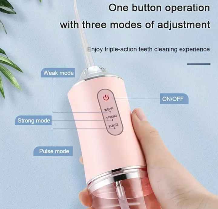 Pink Electric Portable Water Flosser - Smart 4-Head Oral Irrigation Teeth Cleaner, Pulse Cleaning for Home Use