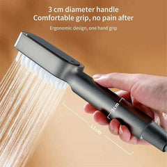 Silver Handheld Shower Head with Silicone Brush and Massage Function ‰ÛÒ High-Pressure Water Spray