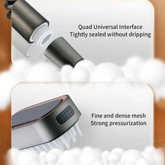 Grey Handheld Shower Head with Silicone Brush and Massage Function - High-Pressure Water Spray