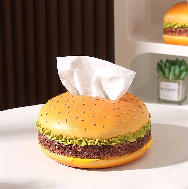 Round Creative Burger Tissue Box ‰ÛÒ Fun American-Style Cartoon Paper Towel Holder for Home D̩cor and Gifts