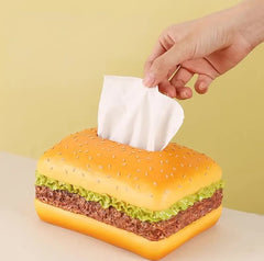 Square Creative Burger Tissue Box - Fun American-Style Cartoon Paper Towel Holder for Home D̩cor and Gifts