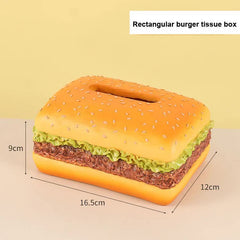 Square Creative Burger Tissue Box - Fun American-Style Cartoon Paper Towel Holder for Home D̩cor and Gifts
