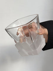 4 Pcs Frosted Ice Cube Glass ‰ÛÒ Creative Whiskey Glass, Premium Textured Tumbler, 300ml Capacity for Home Bars