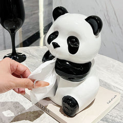 Ceramic Panda Tissue Box Holder - Creative Cartoon Napkin Dispenser for Home Decor