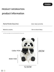 Ceramic Panda Tissue Box Holder - Creative Cartoon Napkin Dispenser for Home Decor