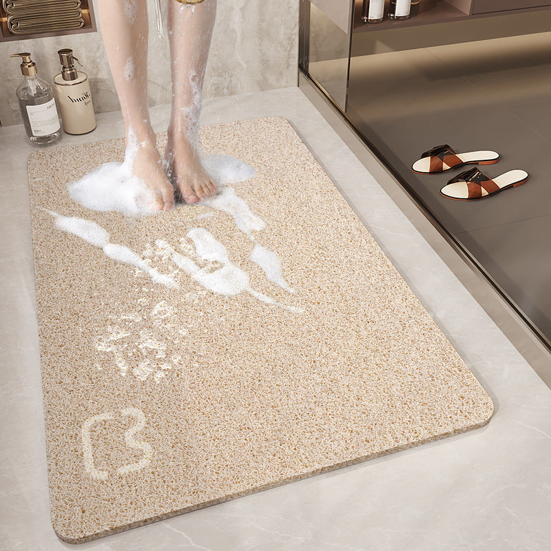 Cat Head Beige Non-Slip Loofah-Style Bathroom Mat - Quick-Dry and Soft 40*60cm