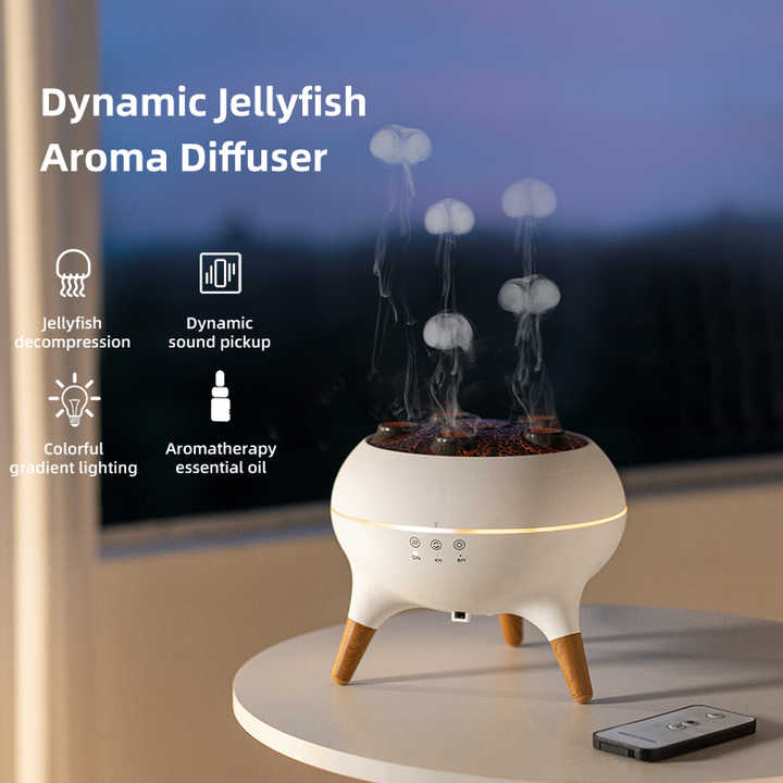 Dynamic Jellyfish Aroma Diffuser with Timer, Ambient Lighting, and Adjustable Mist Modes