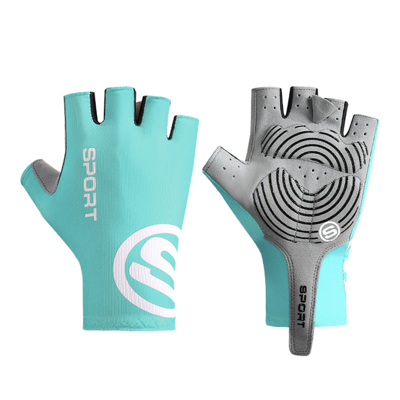 Size L Blue Breathable Half-Finger Cycling Gloves - Anti-Slip, Shockproof, and Durable for Men & Women