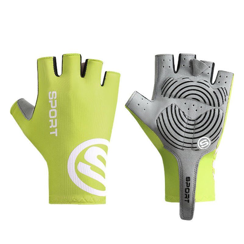 Size XL Bright Green Breathable Half-Finger Cycling Gloves - Anti-Slip, Shockproof, and Durable for Men & Women