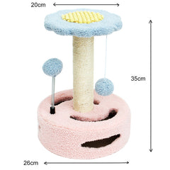 Pink Bold Flower Cat Scratching Post - Interactive Plush & Sisal Cat Toy with Teaser Balls