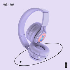 Pink Bunny  Wireless Headphones - Glowing Logo, Bluetooth 5.0, 85dB Volume Limit Mode