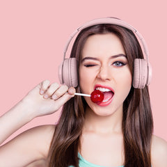 Pink Bunny  Wireless Headphones - Glowing Logo, Bluetooth 5.0, 85dB Volume Limit Mode