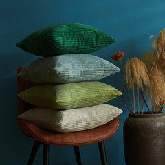 Dark Green Set of 4 Corduroy Pillow Covers - Solid Color Minimalist Throw Cushion Covers - 45x45cm (Pillow Inserts are NOT Included)
