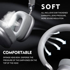Pink Comfortable Bluetooth Over-Ear Headphones - Soft Earmuffs, Foldable Design, Stereo Sound