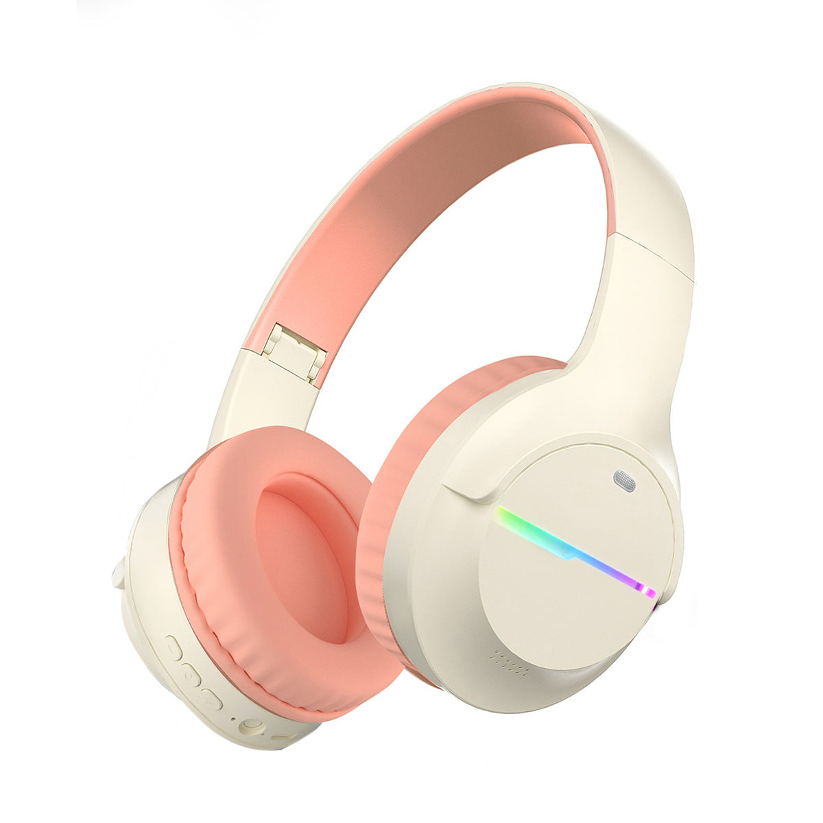 Pink Wireless Gaming Headphones with Lights - Foldable Design, 40mm Drivers, Comfortable
