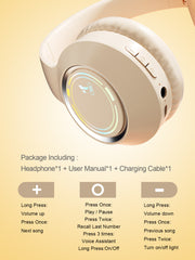 Black Bluetooth 5.2 Headphones - Foldable, Adjustable Headband, TF Card