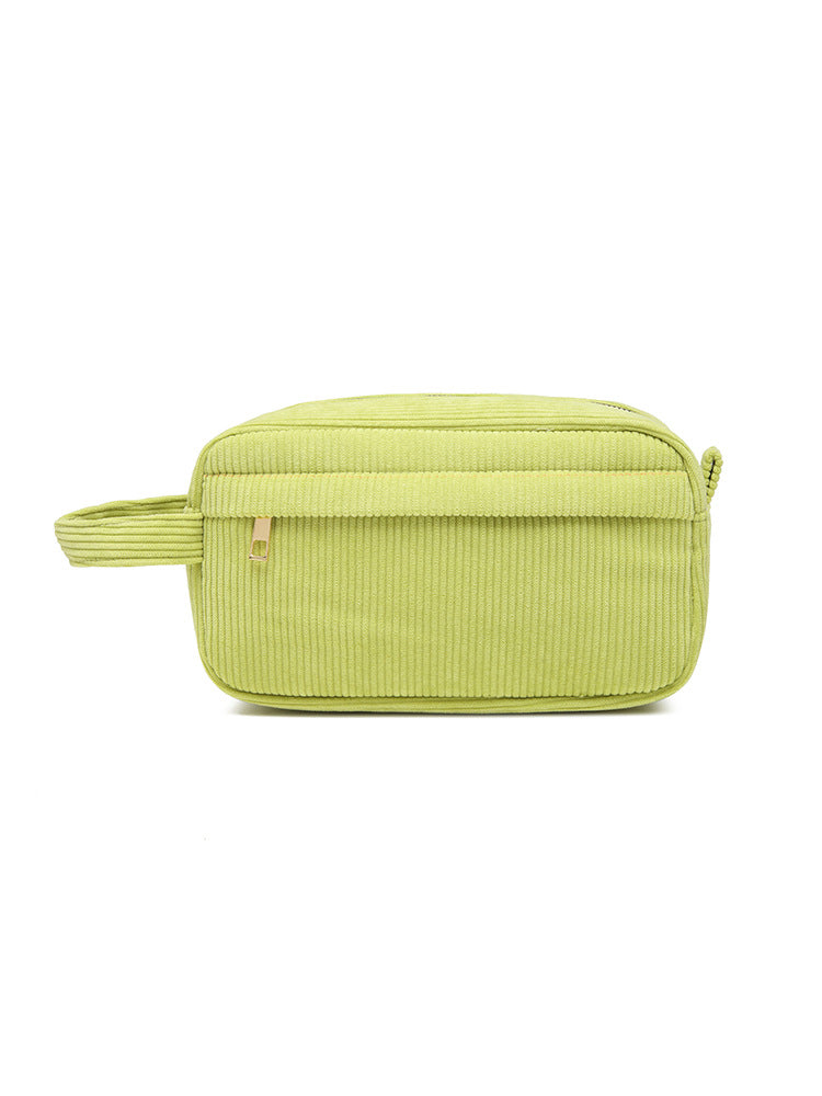 Green 2-pcs Corduroy Pencil Case - Large Capacity Storage Bag