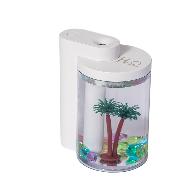 White Mini USB Micro Landscape Humidifier - 260ml Cool Mist Maker with LED Light