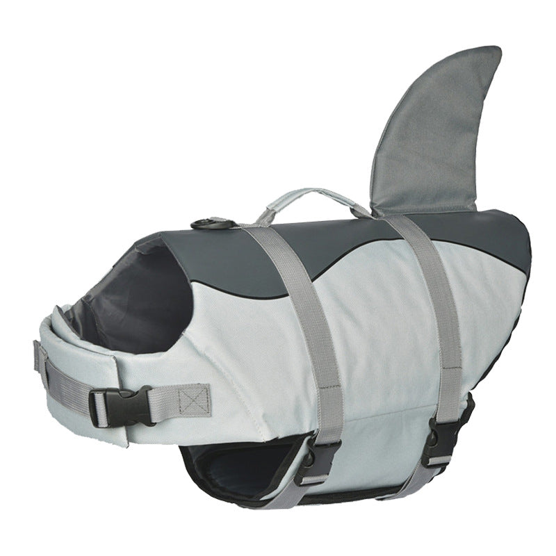 Size XL Grey Pet Life Jacket for Dogs - Summer Swimming Safety Vest with Shark Fin for Small to Large Breeds