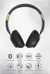 White Wireless Bluetooth Headphones with Noise Reduction - Heavy Bass, Long Battery Life, TF Card Support
