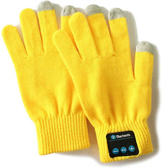 Yellow Bluetooth Touchscreen Winter Gloves - Warm, Thickened, and Hands-Free for Calls and Music, Perfect for Cycling