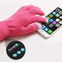 Pink Bluetooth Touchscreen Winter Gloves - Warm, Thickened, and Hands-Free for Calls and Music, Perfect for Cycling
