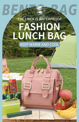 Black Multifunctional Insulated Lunch Bag for Women - Waterproof, Lightweight, and Stylish for Picnics and Outings
