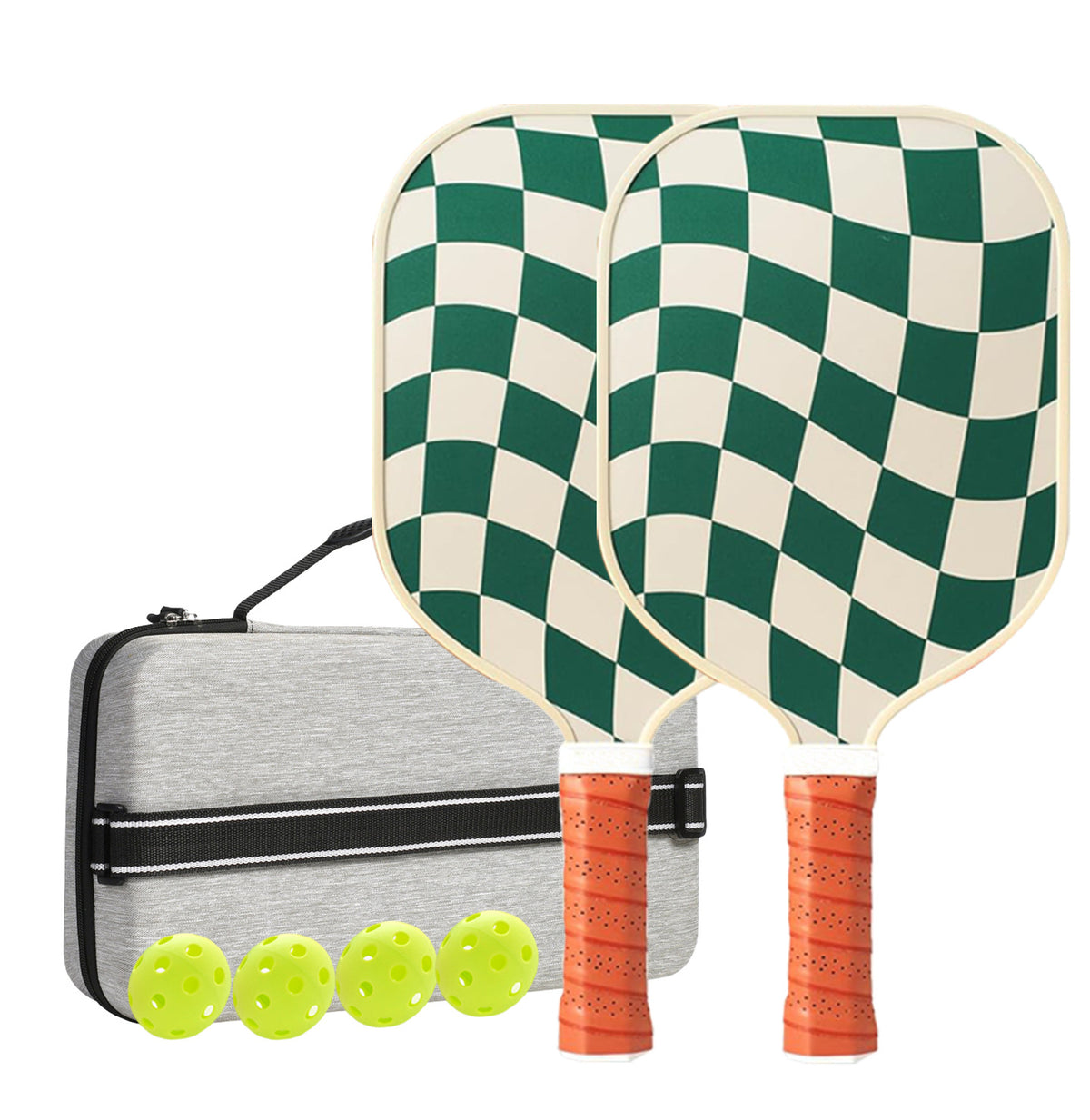 Set 1 White  And Green T700 Carbon Fiber Pickleball Paddle Set - 2 Paddles, 4 Balls, and Portable Carry Bag for Adults and Students