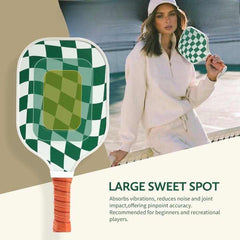 Set 5 White And Green T700 Carbon Fiber Pickleball Paddle Set - 2 Paddles, 4 Balls, and Portable Carry Bag for Adults and Students