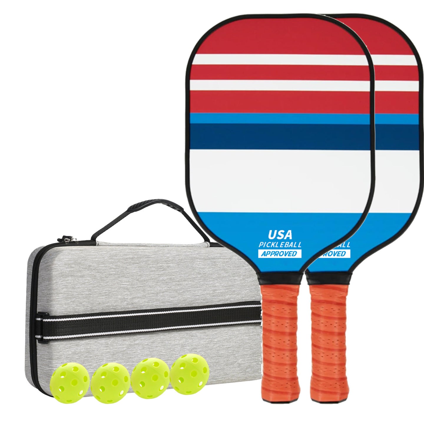 Style 1 Colorful  Geometric Patterns Fiberglass Pickleball Paddle Set - 2 Paddles, 4 Balls, and Portable Carry Bag for Outdoor Play