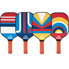 Style 2 Colorful  Geometric Patterns Fiberglass Pickleball Paddle Set - 2 Paddles, 4 Balls, and Portable Carry Bag for Outdoor Play