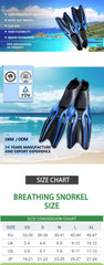 S Blue Adult Professional TPR Swim Fins - Rubber Snorkeling Flippers for Diving and Free Swimming