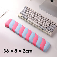 Blue 2PCS Ergonomic Wavy Keyboard Wrist Rest - Comfortable Typing Support Cushion