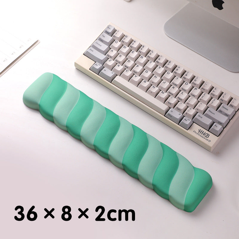 Green 2PCS Ergonomic Wavy Keyboard Wrist Rest - Comfortable Typing Support Cushion