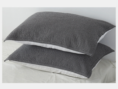 Dark Blue Breathable 4-Layer Cotton Gauze Pillow Towel Pair - Japanese Style Grid (52x75cm)