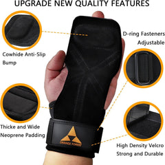 Heavy Duty Weightlifting Grips - Anti-Slip Cowhide Palm Protectors with Neoprene Wrist Support & Adjustable Straps(green)