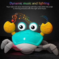 Interactive Crawling Crab Baby Toy with Music, Lights & Obstacle Avoidance(Orange)